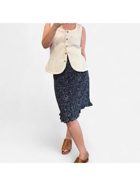 Vintage 90s Floral Midi Skirt Navy Cottagecore